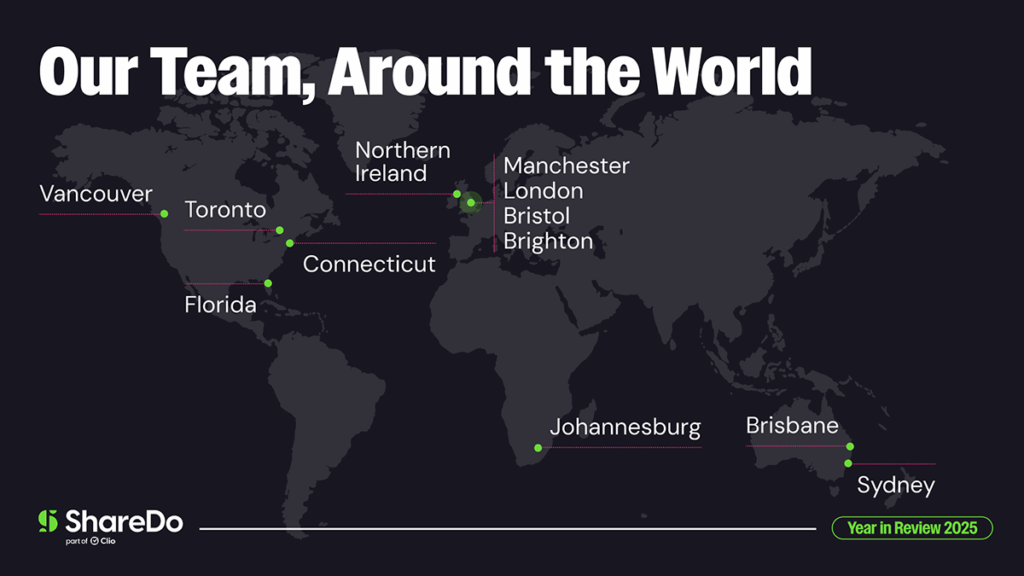 A map of the world showing the locations of our team